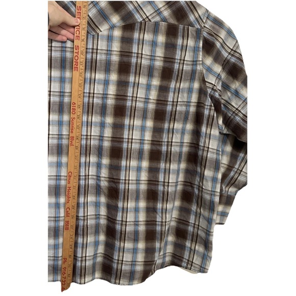 Wrangler Western Wear Pearl Snap Button Up Shirt Long Sleeve Plaid Mens XXXL - Picture 5 of 7